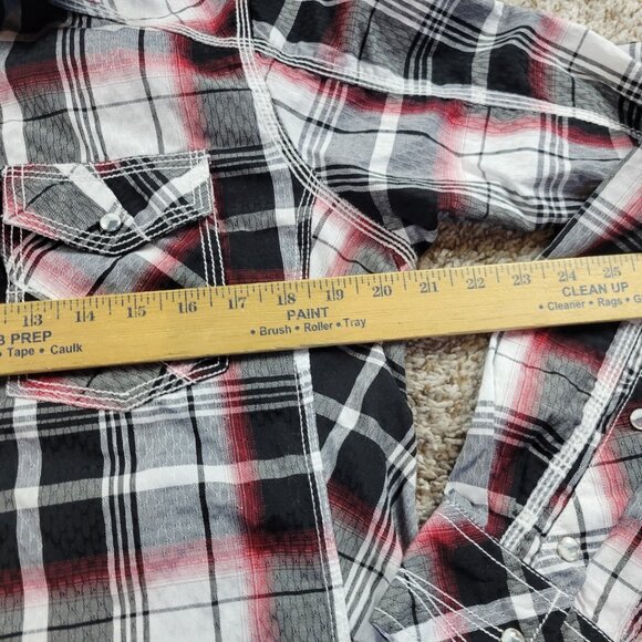 BKE Pearl Snap Shirt Mens Medium Multicolor Plaid Long Sleeve Standard Fit - Picture 4 of 7